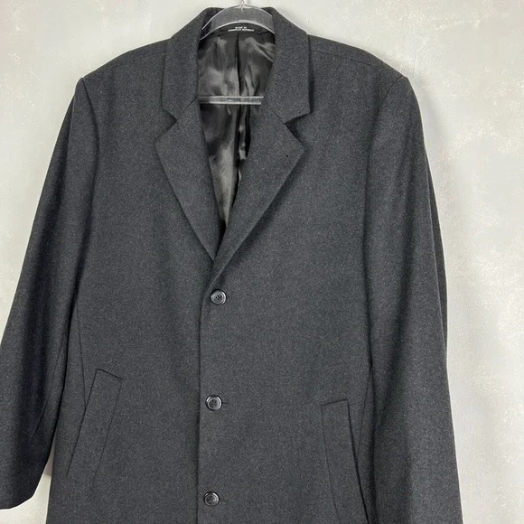 London Fog men's size 42L wool blend long coat dark gray lined - Picture 5 of 16